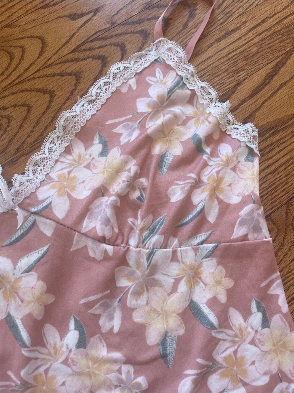 Nanette Lepore Pink Floral Pajama Camisole Top Lace Detail Size Large EUC - Picture 3 of 5